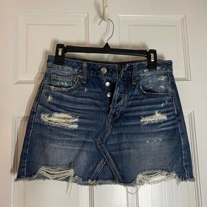 American Eagle button up high rise denim skirt, slightly ripped, size 2